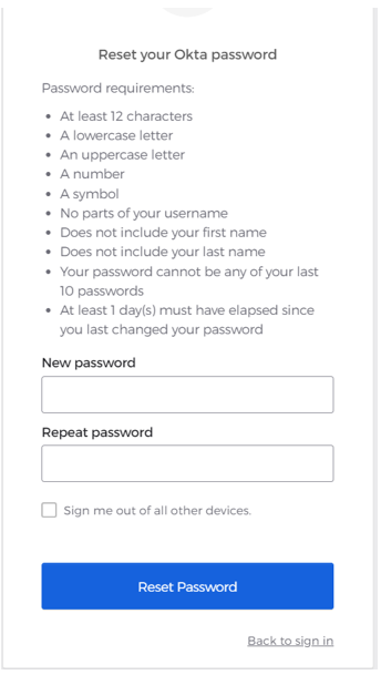 Okta Password Requirements